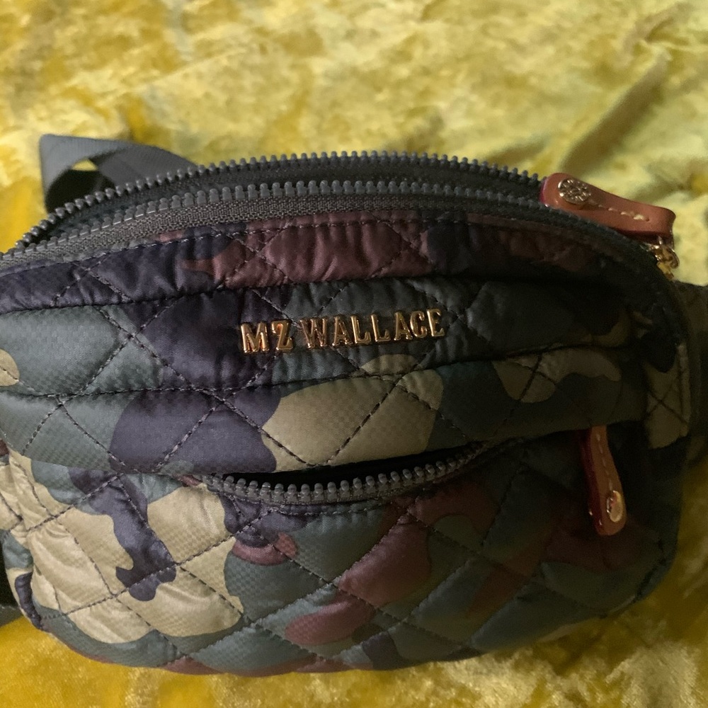 MZ Wallace Camo Metro Belt Bag with gold hardware